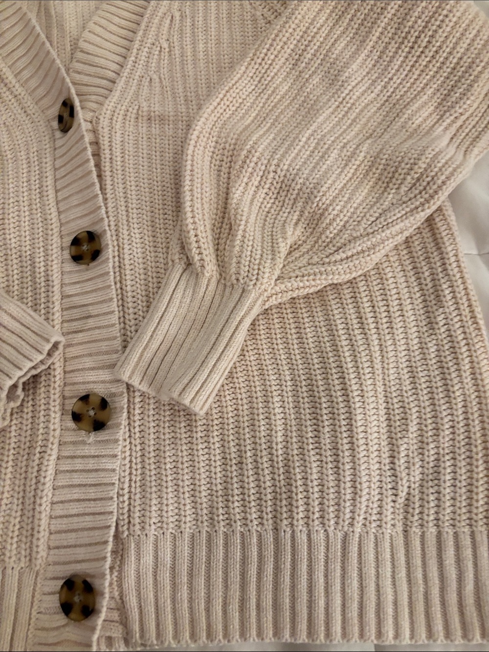 GAP Cream Ribbed Button-Front Cardigan - Picture 6 of 9